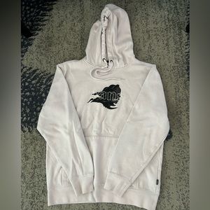 VANS small pink white hoodie with black flaming skull